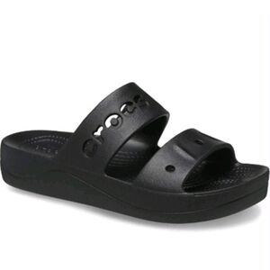 Crocs Women's Baya Platform Slide Sandal Black US 9